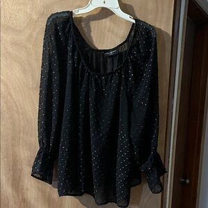 Lane Bryant Black Sheer Blouse with Dots